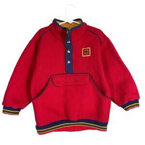 Little Levi’s Vintage Fleece Pullover Kids Size 6 Red 90s Snap Collar Sweatshirt